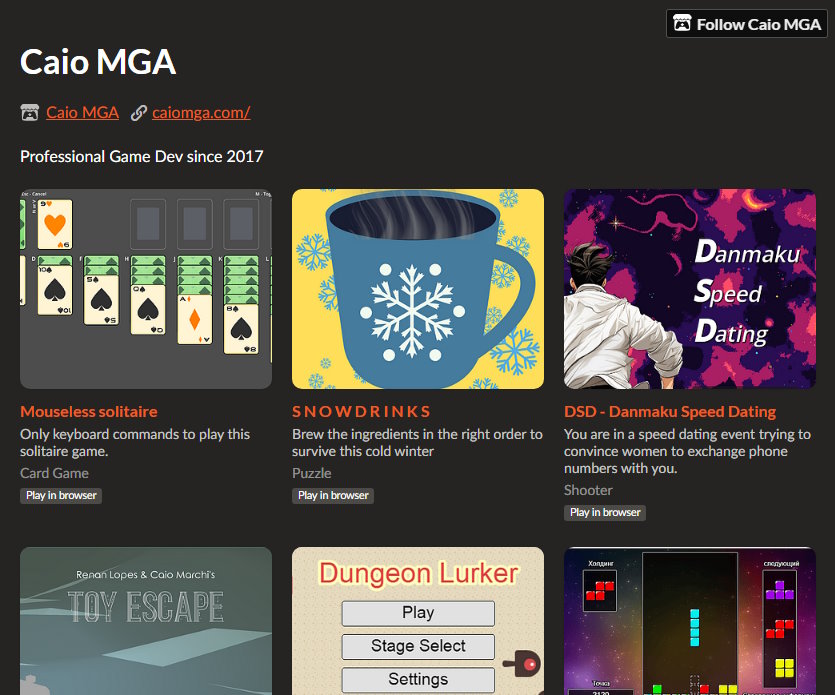 Itch.io page (screenshot)