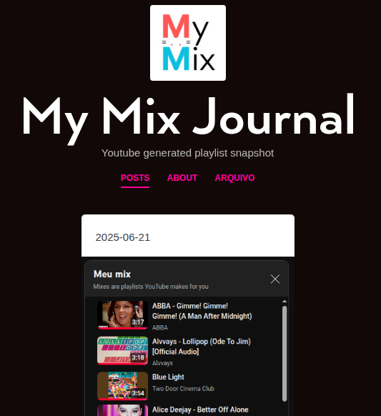 My Mix Journal (screenshot)